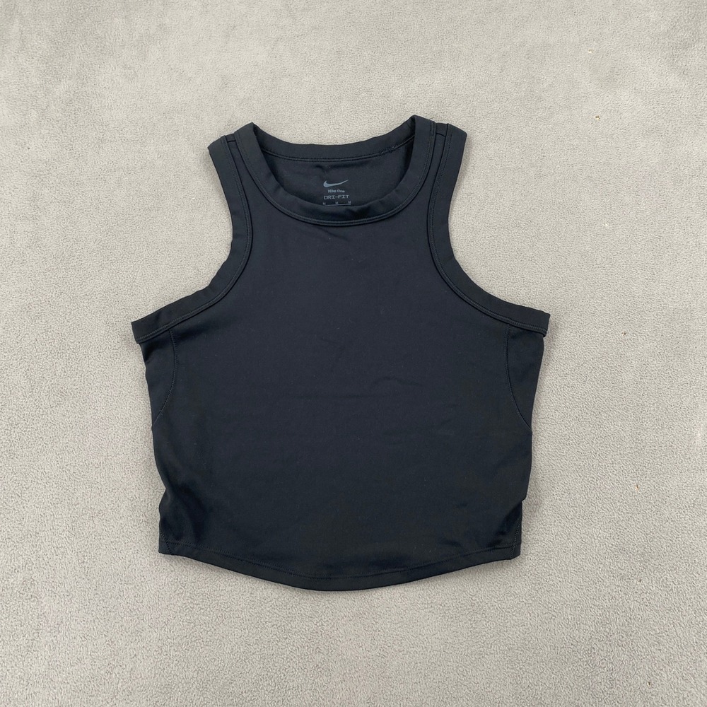 Nike One Dri-FIT Womens Black Cropped Tank Top Racerback Medium DD0623-010
